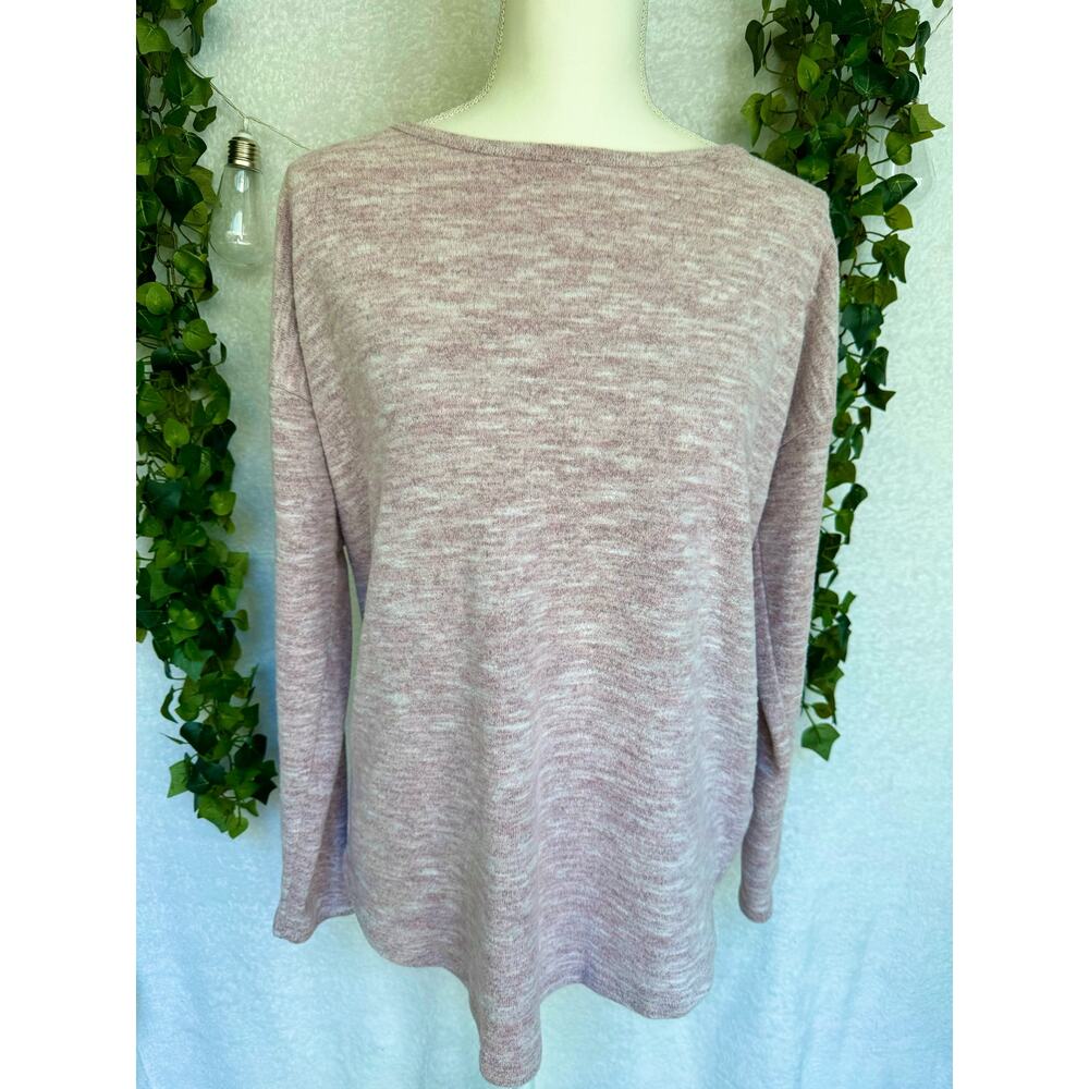 Cupio Blush Light Pink Long Sleeve Sweater Top Women's Large